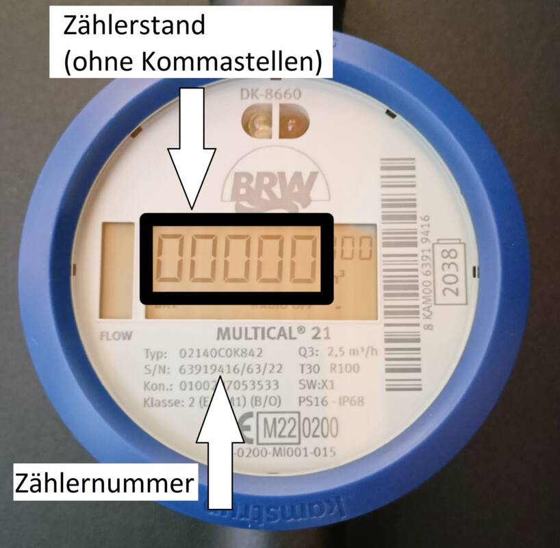 Bild Kamstrup-Zähler Zählerablesung
